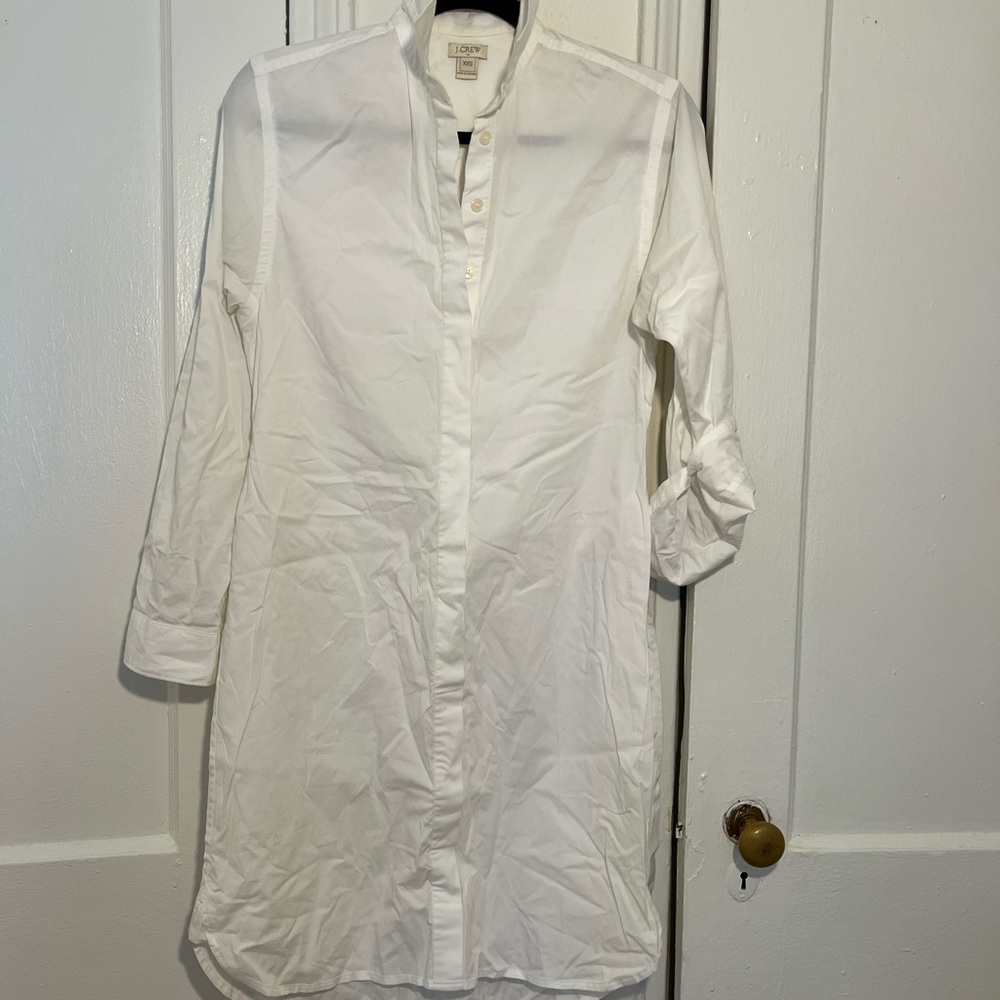 J. Crew Classic Cotton White Shirt Dress